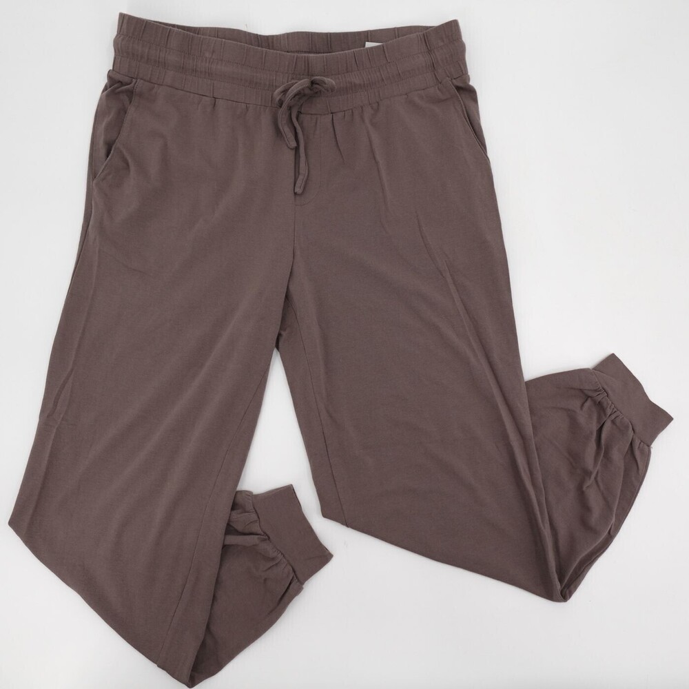 AnyBody Jogger Pants Womens Small Cozy Knit Brown Elastic Drawstring Cotton